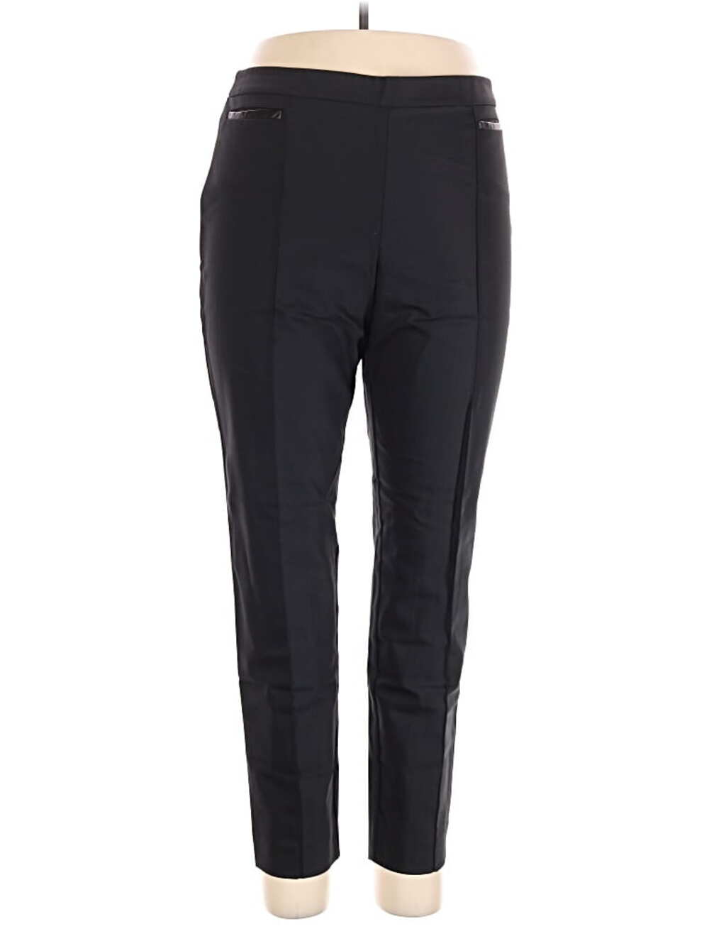 St. John Trousers Dress Pants Leather Accents Pre Fall 2017 Black USA Size 14